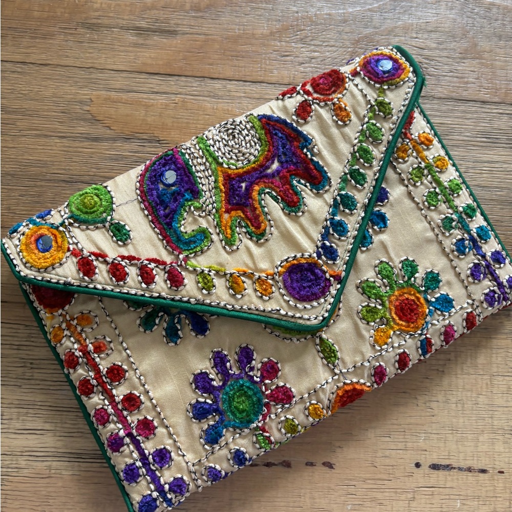 Colorful Embroidered Cosmetic Bag